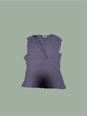 Zara - Textured Purple Sleeveless Cutout Top